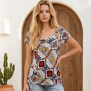 Tiny by Anthropologie Top Womens Small Festival Indie Tribal Hippie Boho Aztec